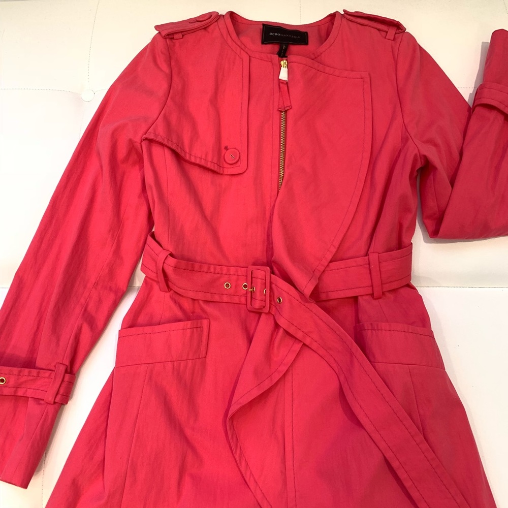 BCBG MAXAZRIA Pink Trench Coat Sz S - Picture 2 of 8